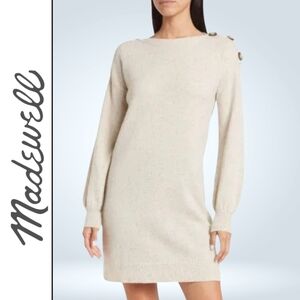 Madewell Balloon Sleeve Boat Neck Button Shoulder Merino Wool Dress Size XXL